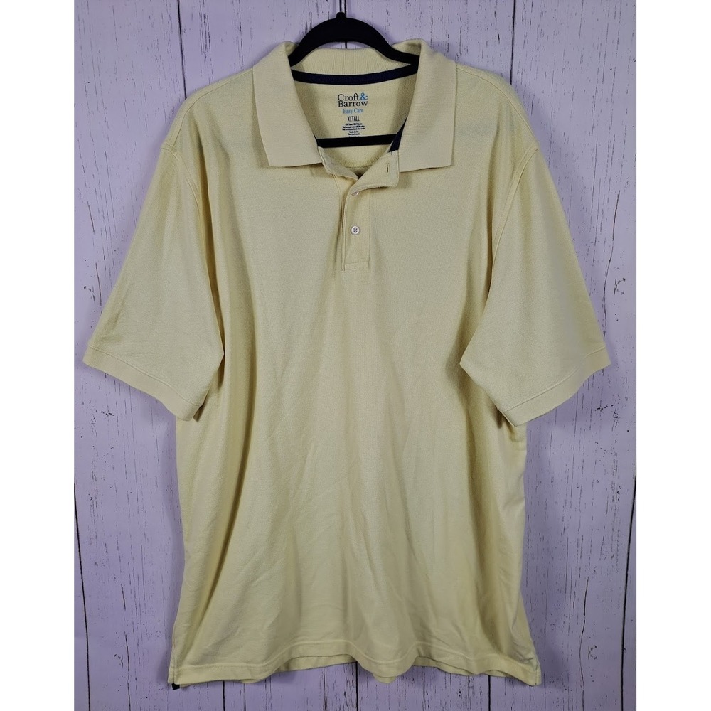Croft Barrow Size XL Tallā Womens Button Up Yellow Short Sleeve Polo Top